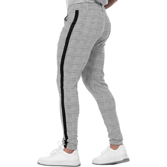 🆕 Men Grey Stretch Dress Pants Slim Fit Flat Front Slacks Tapered Casual Pants - Picture 2 of 7